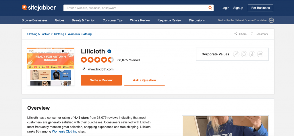 sitejabber reviews for lilicloth