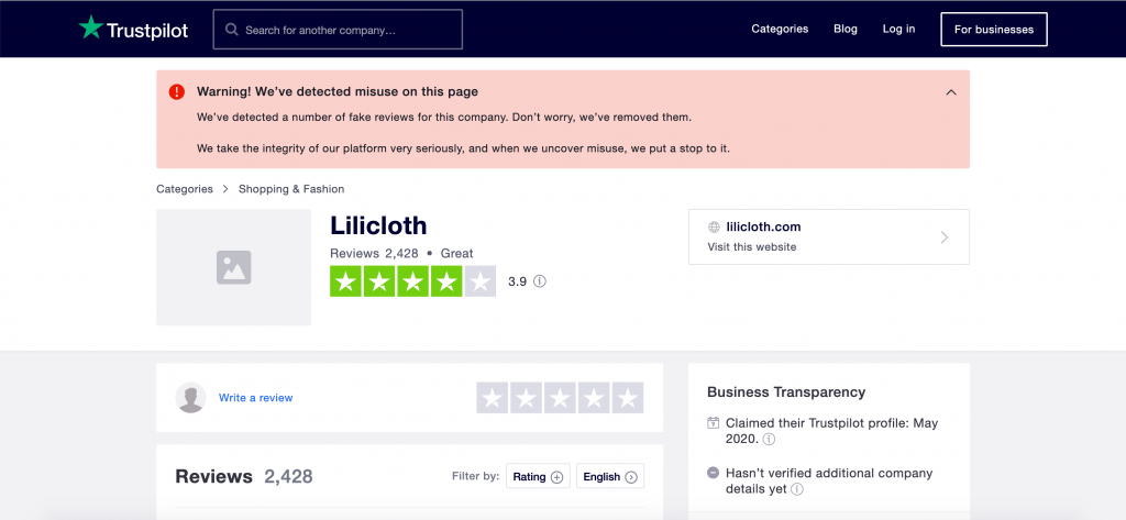 Lilicloth reviews on trustpilot