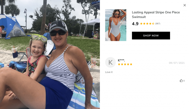 Review of Lasting Appeal Stripe One Piece Cupshe Swimsuit real customer 2